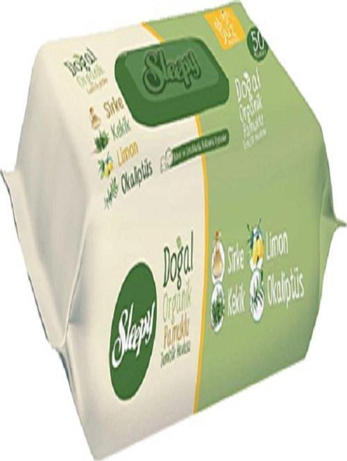 Doğal Organik Pamuklu 50 Yaprak Islak Mendil X 2 Paket