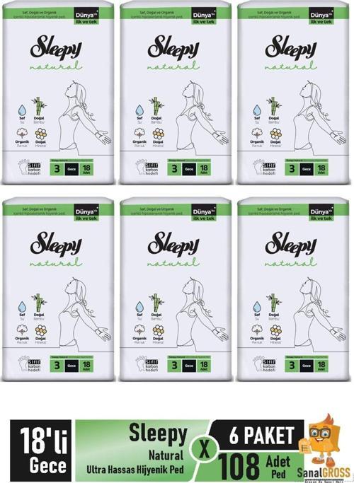 Natural Ultra Hassas Hijyenik Ped 18'li Gece X 6 Paket