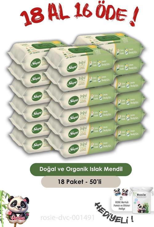 18 AL 16 ÖDE Doğal Ve Organik Islak Mendil 50 Adet ve ROSIE
