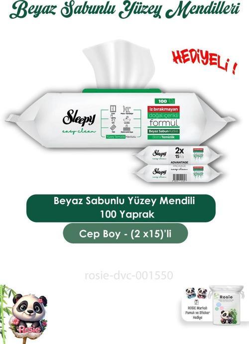 2 Adet Beyaz Sabunlu Yüzey Temizlik Havlusu 50' li, Easy Clean 2x15 ve ROSIE
