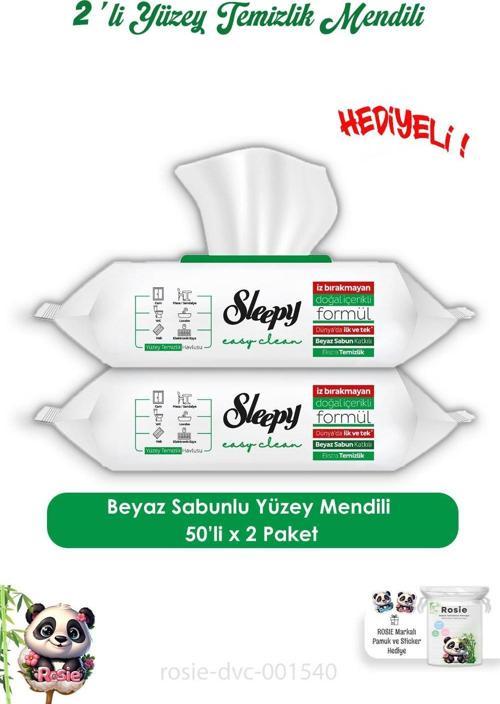 2 Adet Beyaz Sabunlu Yüzey Temizlik Havlusu 50'li ve ROSIE