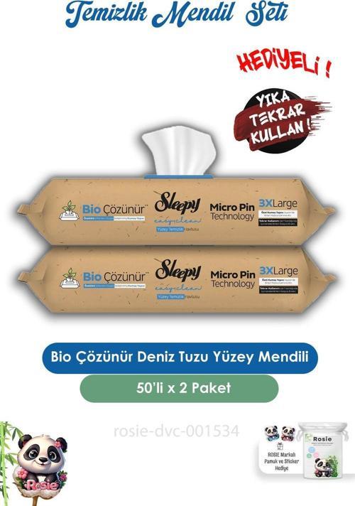 2 Adet Bio Çözünür Yüzey Temizlik Havlusu Deniz Tuzu 50'li ve ROSIE