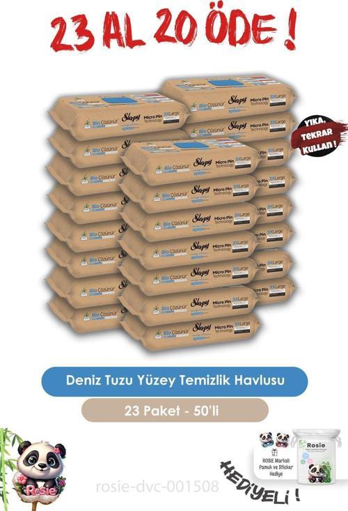 23 AL 20 ÖDE  Bio Çözünür Yüzey Temizlik Havlusu Deniz Tuzu 50'li ve ROSIE