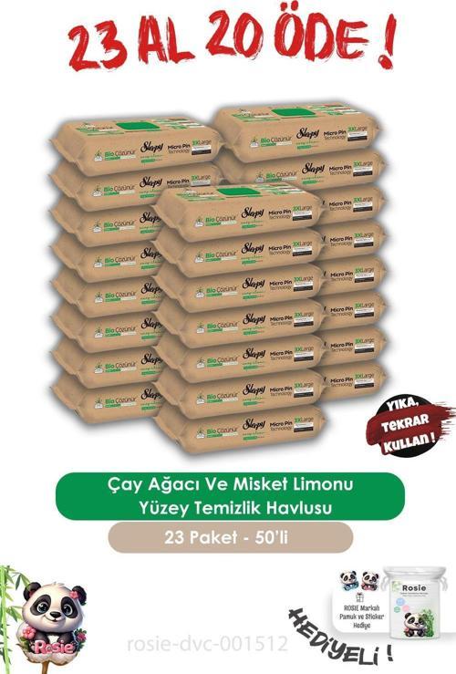 23 AL 20 ÖDE Bio Çözünür Çay Ağacı Ve Misket Limonu Yüzey Temizlik Havlusu 50'li ve ROSIE