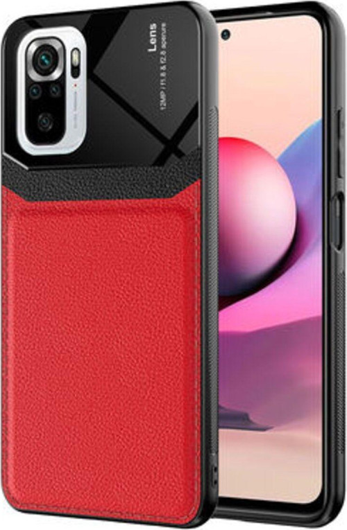 Redmi Note 10S Şık Deri Görünümlü Sert Pc Emiks Premium Kılıf