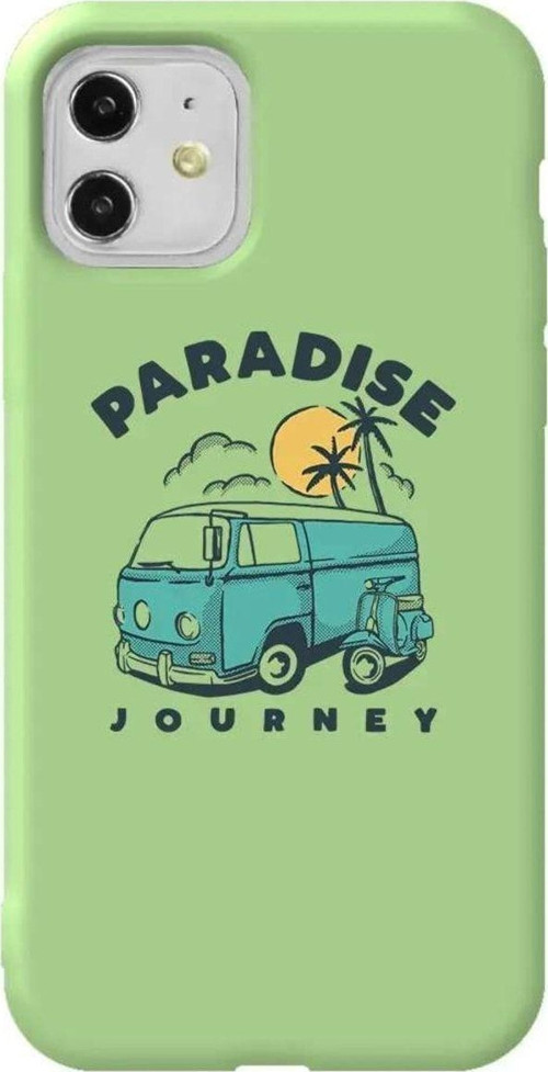 iPhone 11 Açık Yeşil Renkli Silikon Telefon Kılıfı - Paradise