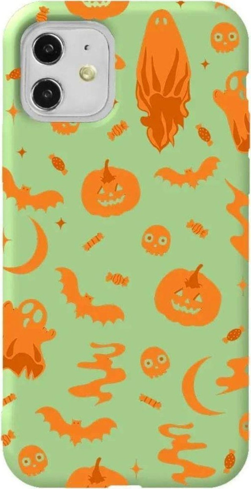 iPhone 11 Açık Yeşil Renkli Silikon Telefon Kılıfı - Spooky Orange