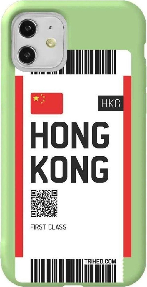 iPhone 11 Açık Yeşil Renkli Silikon Telefon Kılıfı - Hong Kong Bileti