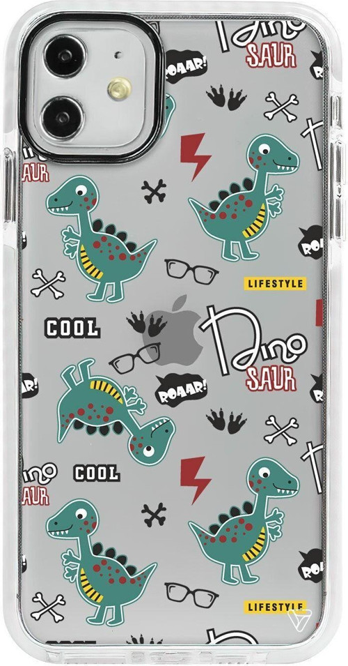 iPhone 11 Beyaz Impact Cool Dino Premium Telefon Kılıfı