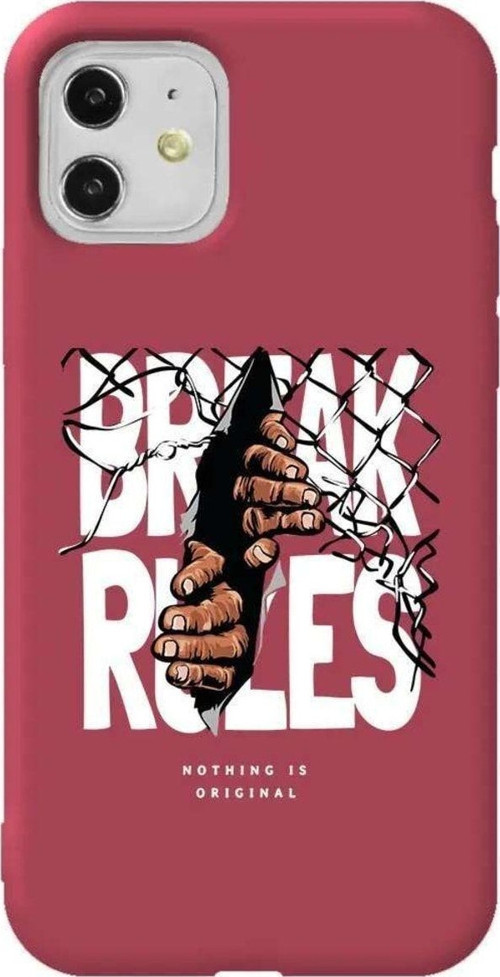 iPhone 11 Bordo Renkli Silikon Telefon Kılıfı - Break Rules