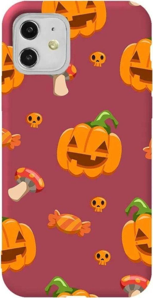 iPhone 11 Bordo Renkli Silikon Telefon Kılıfı - Deadly Pumpkin