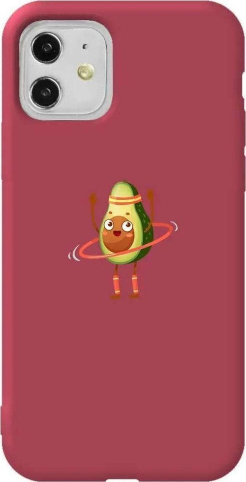iPhone 11 Bordo Renkli Silikon Telefon Kılıfı - Fit Avokado