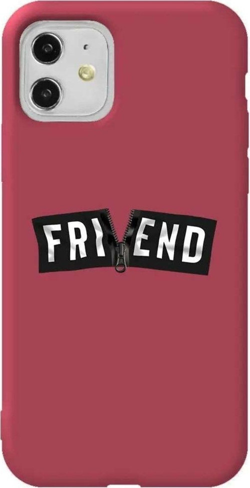 iPhone 11 Bordo Renkli Silikon Telefon Kılıfı - Friend