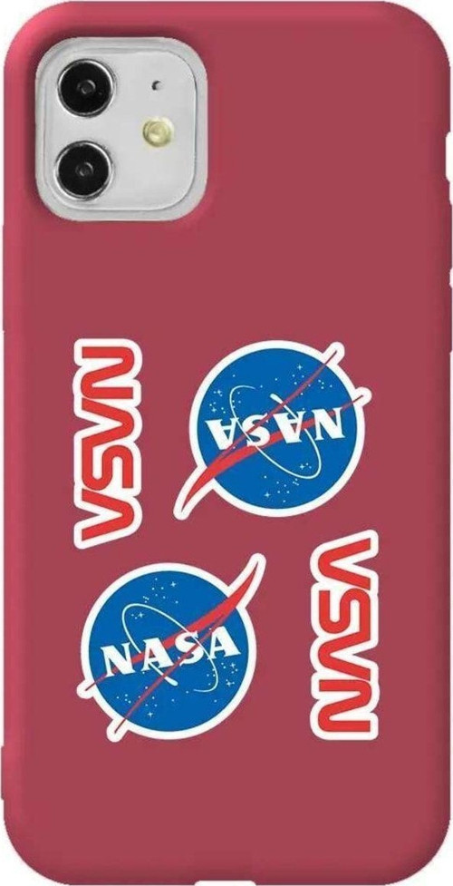 iPhone 11 Bordo Renkli Silikon Telefon Kılıfı - Space Station
