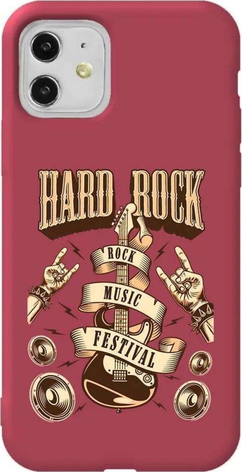 iPhone 11 Bordo Renkli Silikon Telefon Kılıfı - Hard Rock