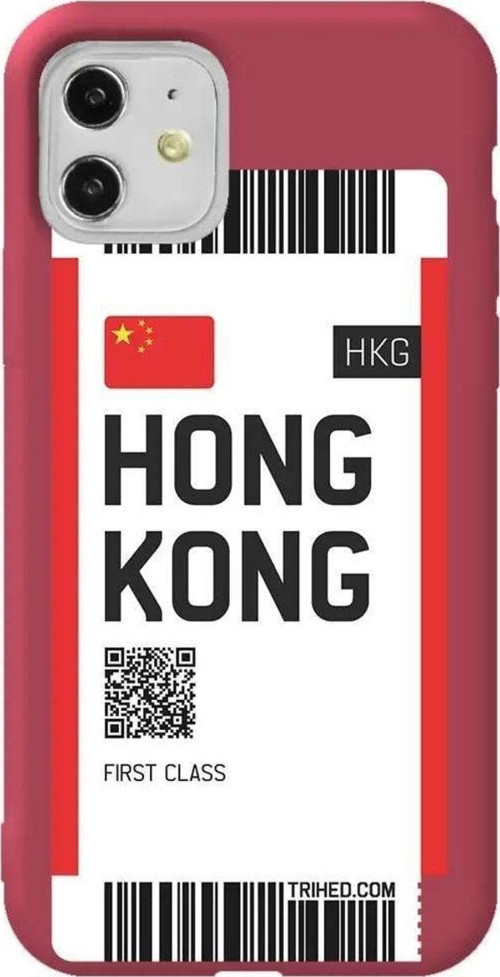 iPhone 11 Bordo Renkli Silikon Telefon Kılıfı - Hong Kong Bileti