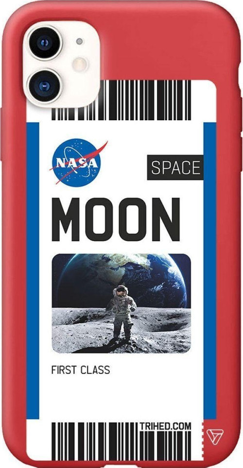 iPhone 11 Kırmızı Renkli Silikon Moon Bileti Telefon Kılıfı