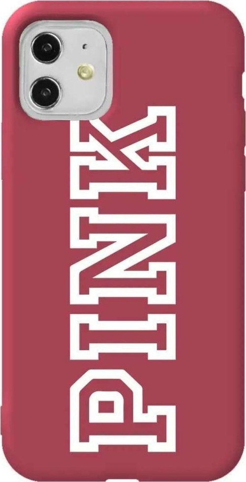 iPhone 11 Bordo Renkli Silikon Telefon Kılıfı - Pink Dikey