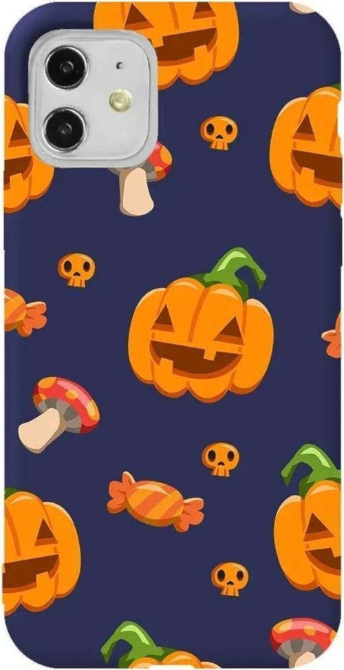 iPhone 11 Lacivert Renkli Silikon Telefon Kılıfı - Deadly Pumpkin