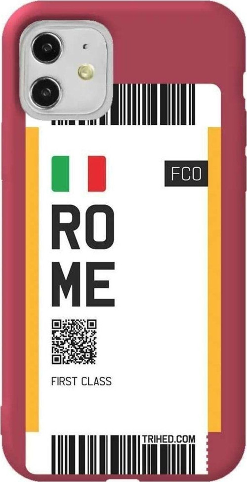 iPhone 11 Bordo Renkli Silikon Telefon Kılıfı - Rome Bileti