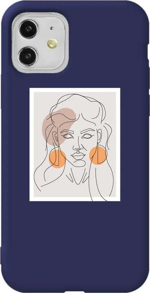 iPhone 11 Lacivert Renkli Silikon Telefon Kılıfı - Orange Earrings
