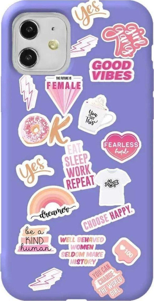 iPhone 11 Lila Renkli Silikon Telefon Kılıfı - Female Sticker