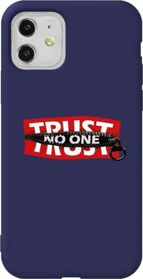 iPhone 11 Lacivert Renkli Silikon Telefon Kılıfı - Trust No One