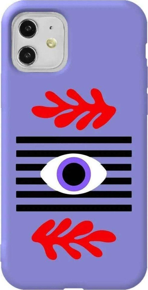 iPhone 11 Lila Renkli Silikon Telefon Kılıfı - Mor Göz