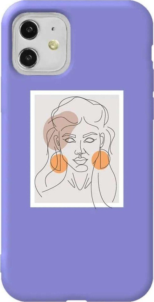 iPhone 11 Lila Renkli Silikon Telefon Kılıfı - Orange Earrings