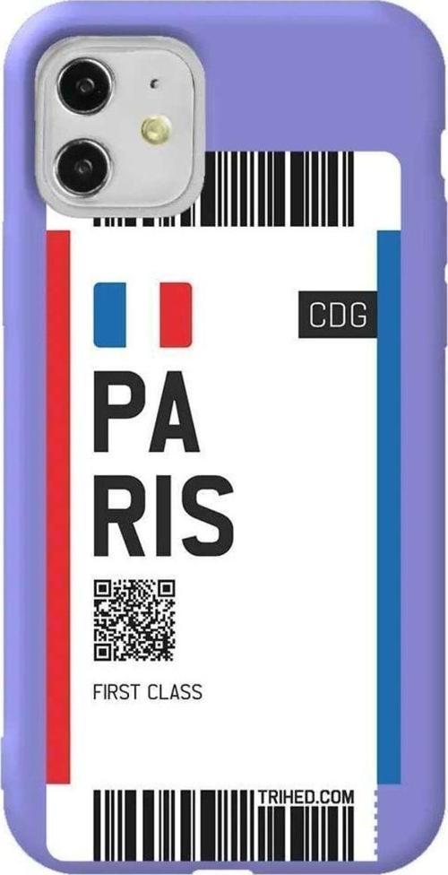 iPhone 11 Lila Renkli Silikon Telefon Kılıfı - Paris Bileti
