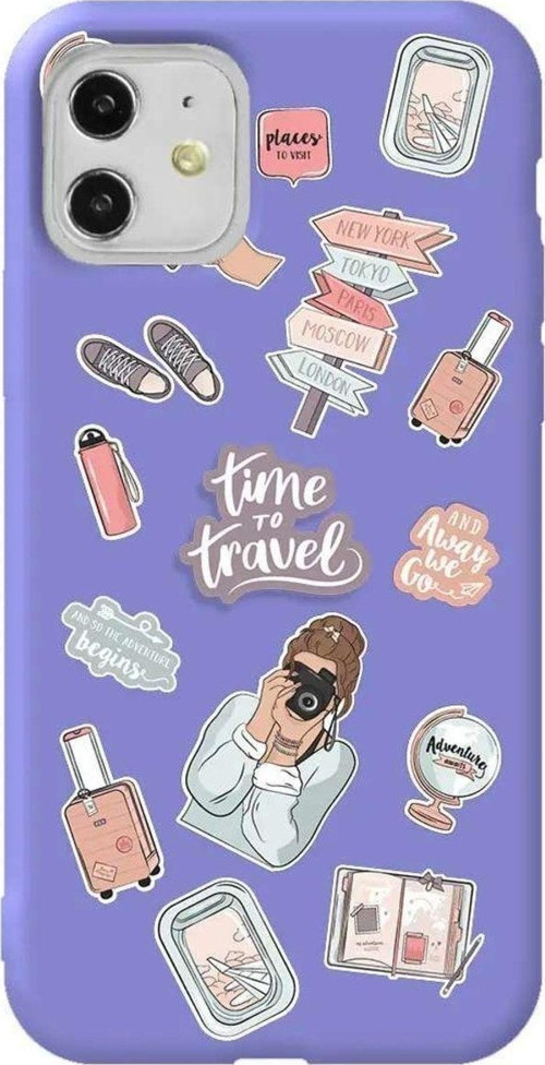 iPhone 11 Lila Renkli Silikon Telefon Kılıfı - Time Travel