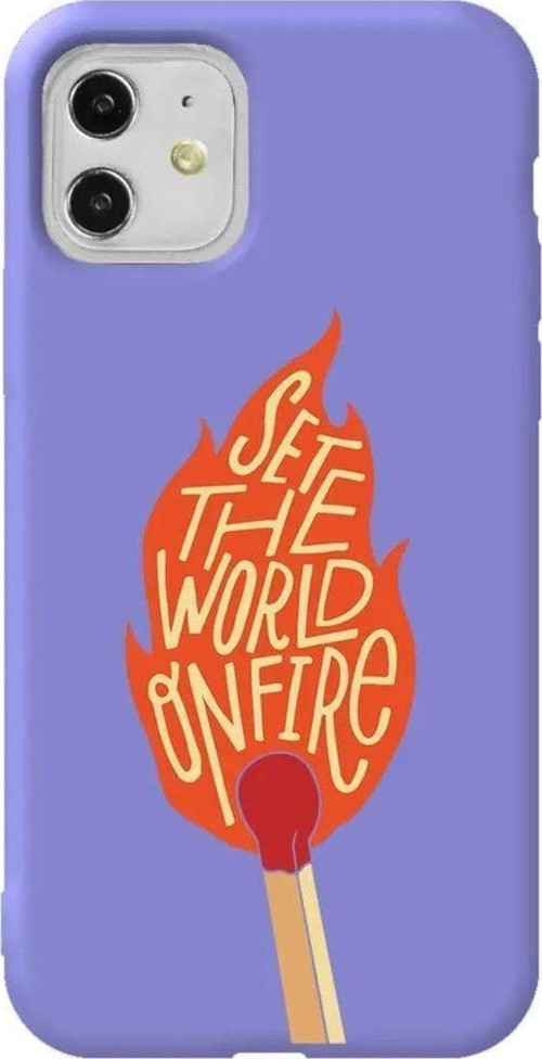 iPhone 11 Lila Renkli Silikon Telefon Kılıfı - World On Fire