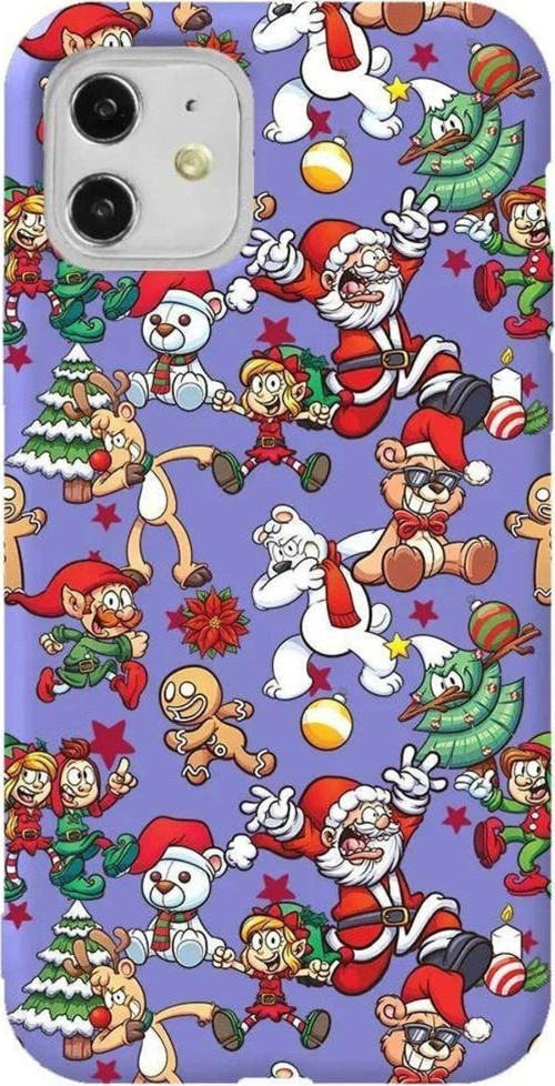 iPhone 11 Lila Renkli Silikon Telefon Kılıfı - Xmas Monsters