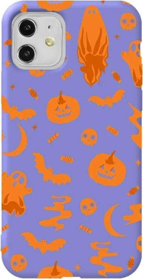 iPhone 11 Lila Renkli Silikon Telefon Kılıfı - Spooky Orange