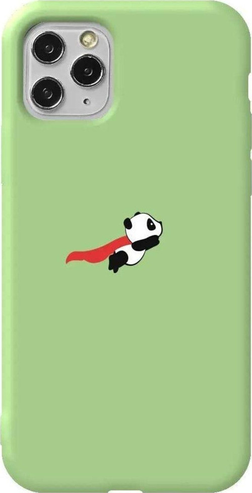 İphone 11 Pro Açık Yeşil Renkli Silikon Telefon Kılıfı - Uçan Panda