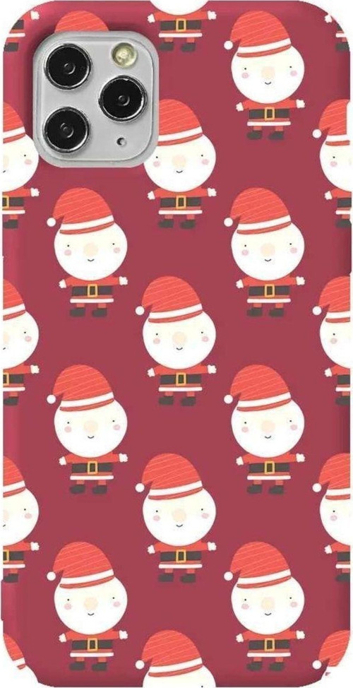 İphone 11 Pro Bordo Renkli Silikon Telefon Kılıfı - Cartoon Claus