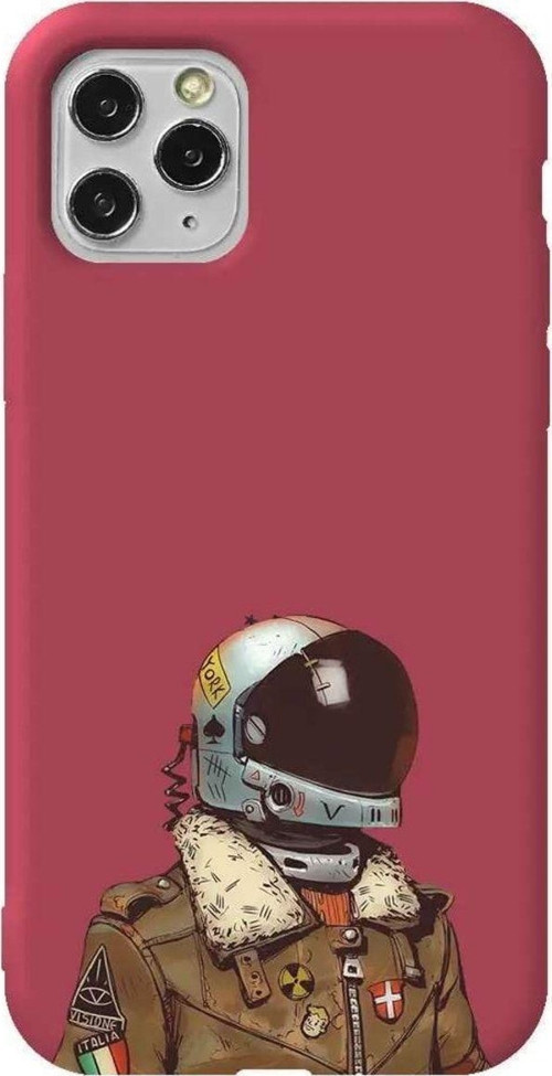 İphone 11 Pro Bordo Renkli Silikon Telefon Kılıfı - Motorcycle Man