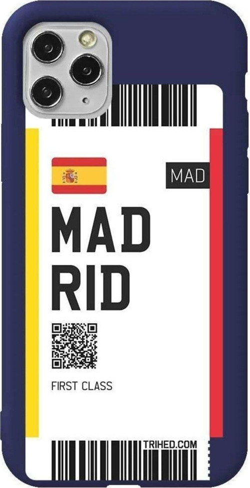 İphone 11 Pro Lacivert Renkli Silikon Telefon Kılıfı - Madrid Bileti