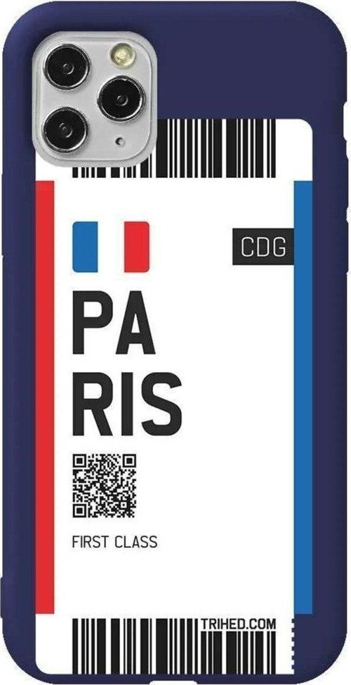 İphone 11 Pro Lacivert Renkli Silikon Telefon Kılıfı - Paris Bileti
