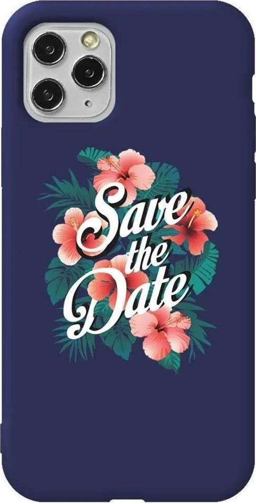 İphone 11 Pro Lacivert Renkli Silikon Telefon Kılıfı - Save The Date