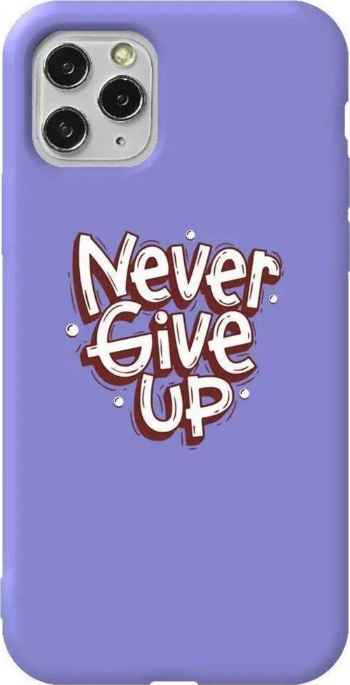 İphone 11 Pro Lila Renkli Silikon Telefon Kılıfı - Never Give Up