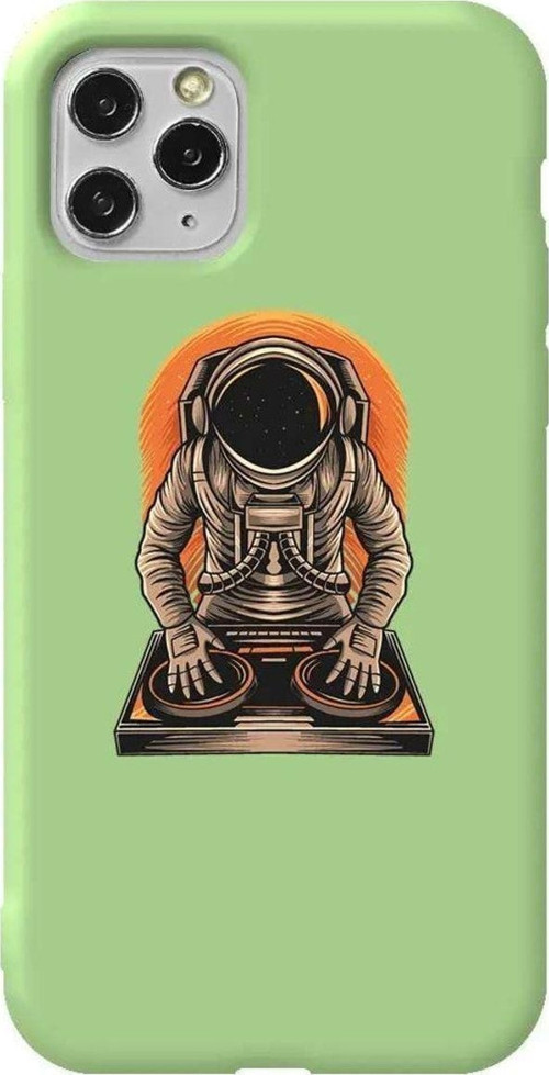 İphone 11 Pro Max Açik Yesil Renkli Silikon Telefon Kılıfı - Dj Astronot