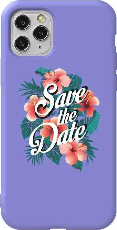 İphone 11 Pro Lila Renkli Silikon Telefon Kılıfı - Save The Date