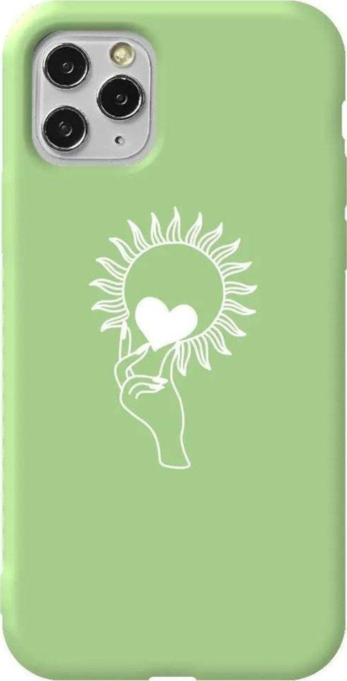 İphone 11 Pro Max Açik Yesil Renkli Silikon Telefon Kılıfı - Keep Heart