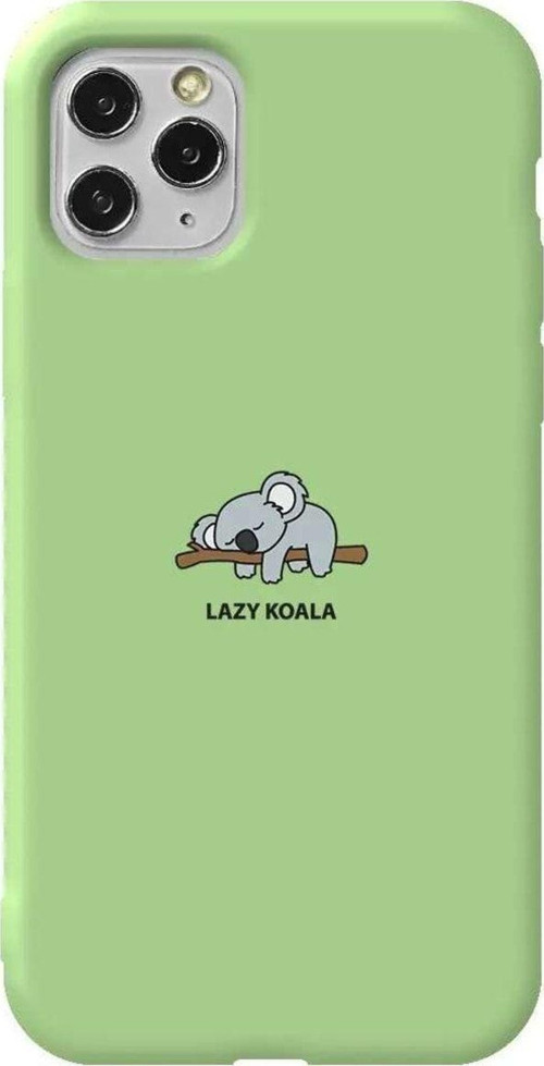 İphone 11 Pro Max Açik Yesil Renkli Silikon Telefon Kılıfı - Lazy Koala