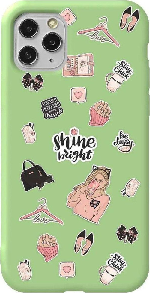 İphone 11 Pro Max Açik Yesil Renkli Silikon Telefon Kılıfı - Shine Bright