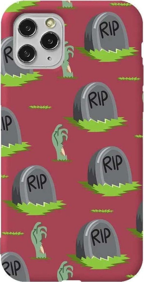 İphone 11 Pro Max Bordo Renkli Silikon Telefon Kılıfı - Hallowen Rip