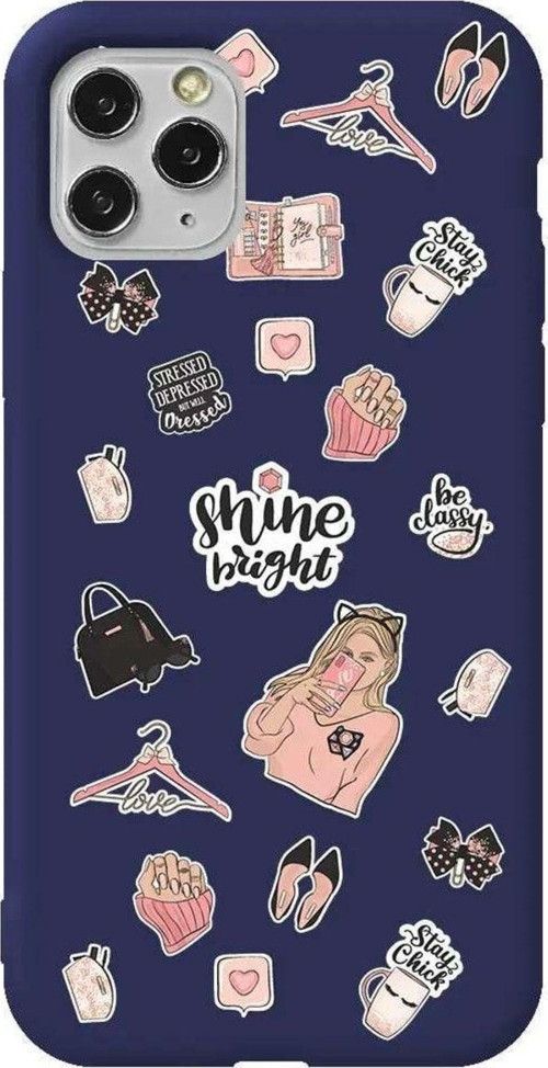 İphone 11 Pro Max Lacivert Renkli Silikon Telefon Kılıfı - Shine Bright