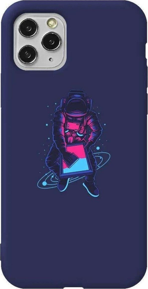 İphone 11 Pro Max Lacivert Renkli Silikon Telefon Kılıfı - Mavi Dunya