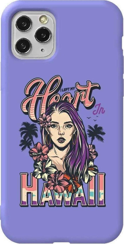 İphone 11 Pro Max Lila Renkli Silikon Telefon Kılıfı - Hawai